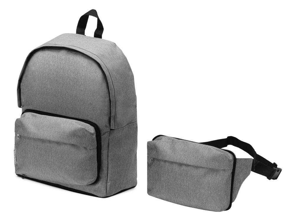 Рюкзак из переработанного пластика Extend 2-в-1 с поясной сумкой, серый - купить оптом