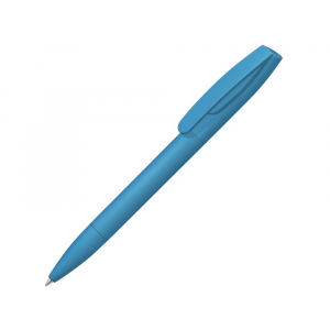 Шариковая ручка Coral Gum  с прорезиненным soft-touch корпусом и клипом., голубой - купить оптом
