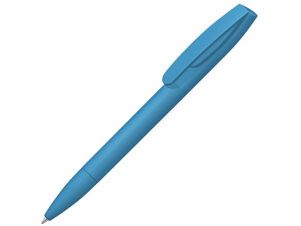 Шариковая ручка Coral Gum  с прорезиненным soft-touch корпусом и клипом., голубой - купить оптом