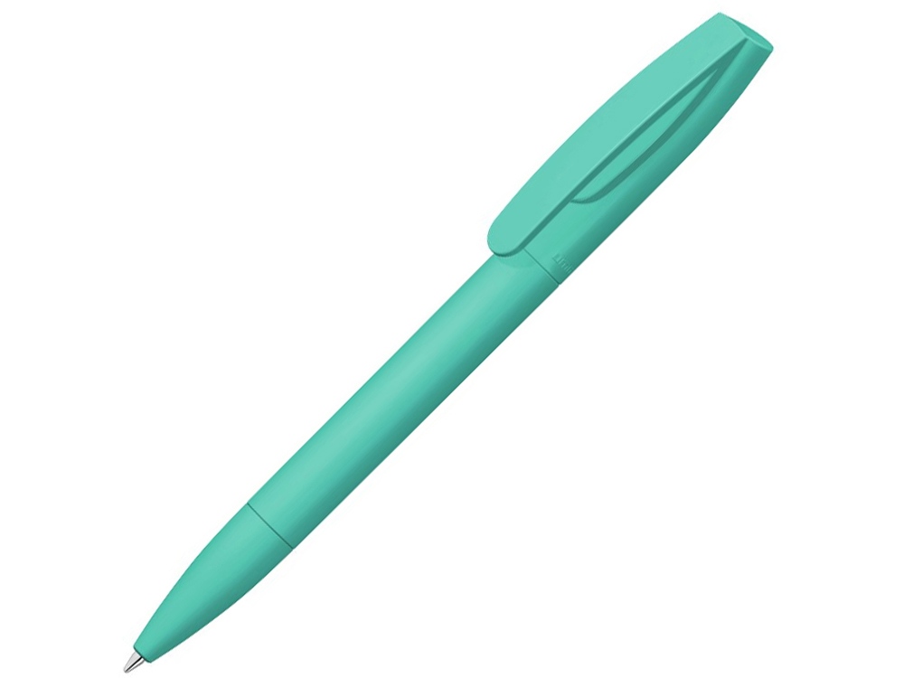 Шариковая ручка Coral Gum  с прорезиненным soft-touch корпусом и клипом., бирюзовый - купить оптом