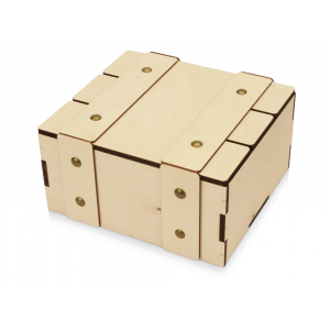Деревянная подарочная коробка с крышкой Ларчик на бечевке, натуральный - купить оптом