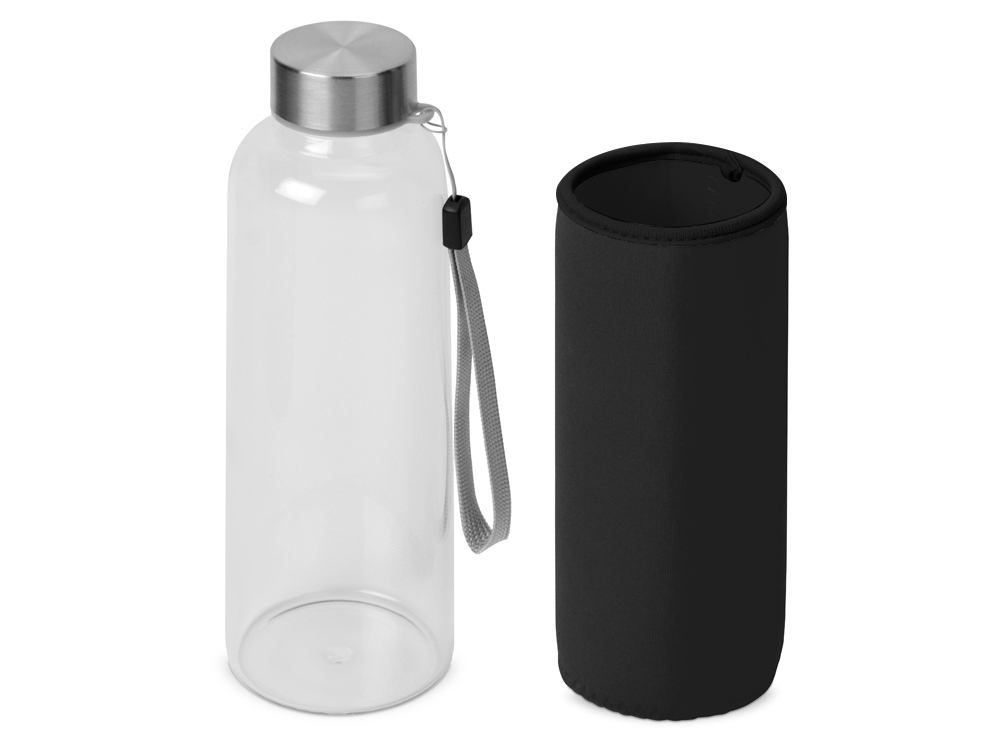 Бутылка для воды Pure c чехлом, 420 мл, черный - купить оптом