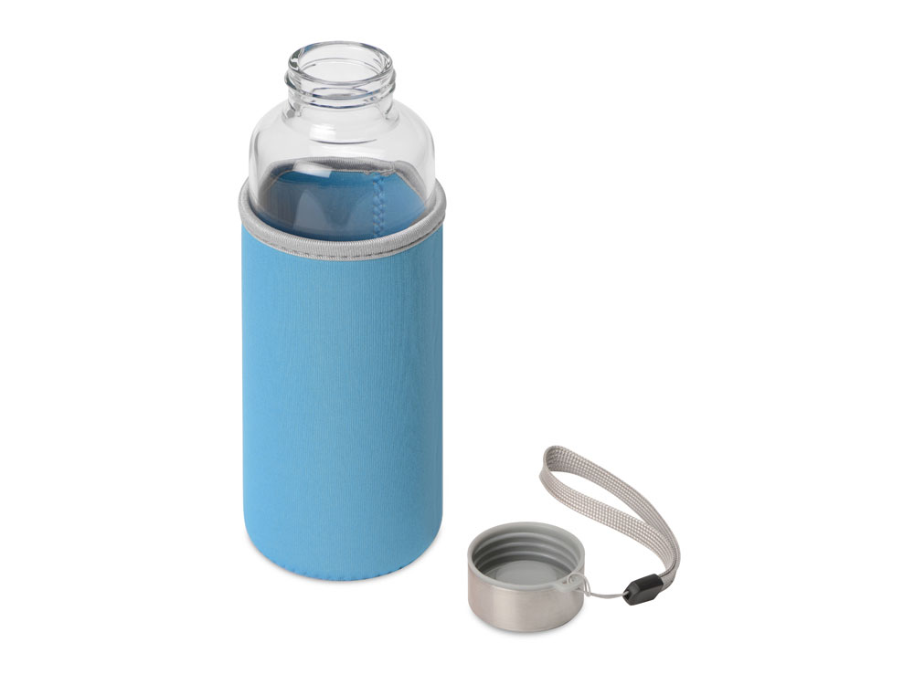 Бутылка для воды Pure c чехлом, 420 мл, голубой - купить оптом