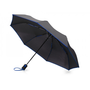 Зонт-полуавтомат складной Motley с цветными спицами, черный/синий - купить оптом