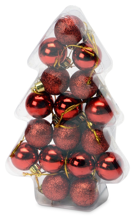 Набор новогодних шаров в футляре-елочке, красный - купить оптом