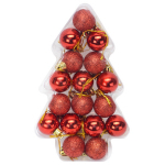 Набор новогодних шаров в футляре-елочке, красный, фото 1