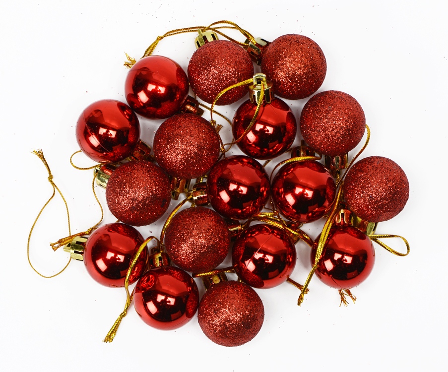 Набор новогодних шаров в футляре-елочке, красный - купить оптом