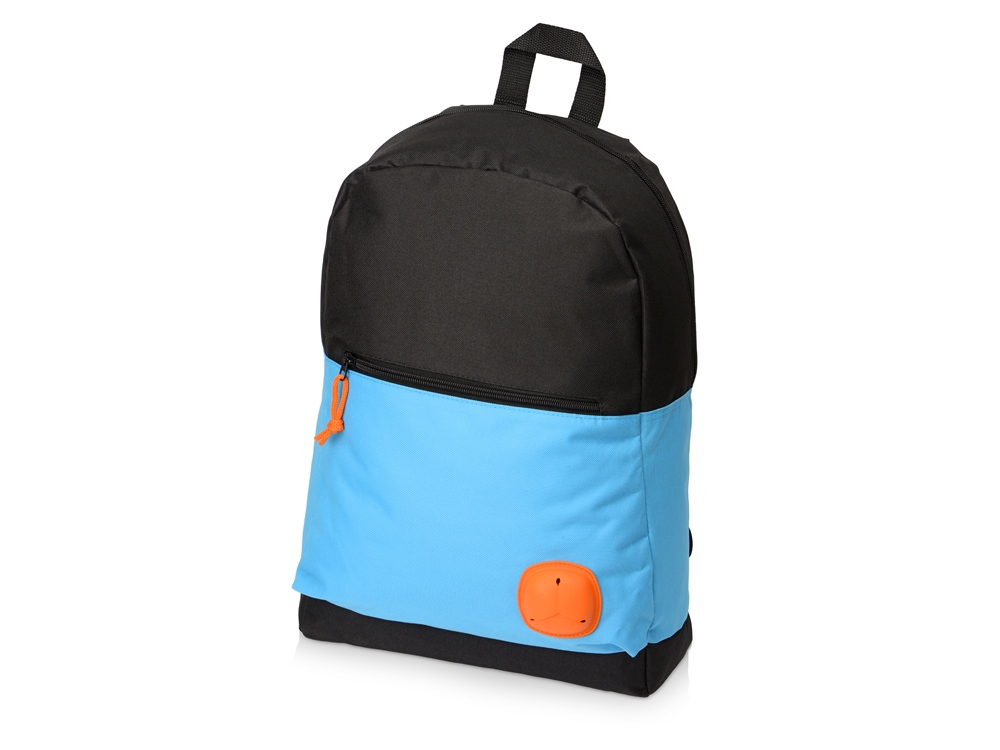 Рюкзак Chap с люверсом из полиэстера (600D), черный/голубой - купить оптом