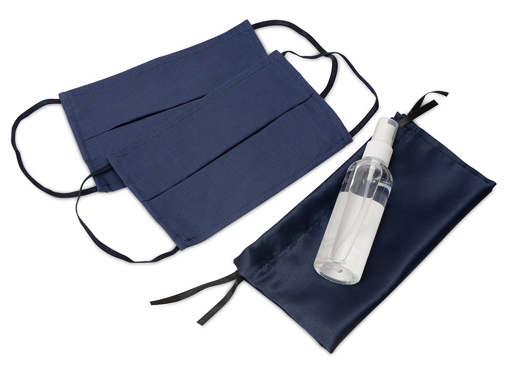 Набор средств индивидуальной защиты в сатиновом мешочке Protect Plus, синий - купить оптом