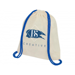 Рюкзак со шнурком Oregon, имеет цветные веревки, изготовлен из хлопка 100 г/м2, бежевый/синий, фото 3
