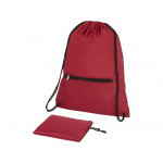 Складной рюкзак со шнурком Hoss, heather dark red, темно-красный