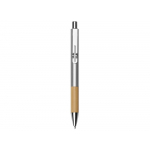 Ручка металлическая шариковая Sleek, серебристый/бамбук, фото 1