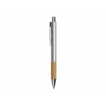 Ручка металлическая шариковая Sleek, серебристый/бамбук, фото 2