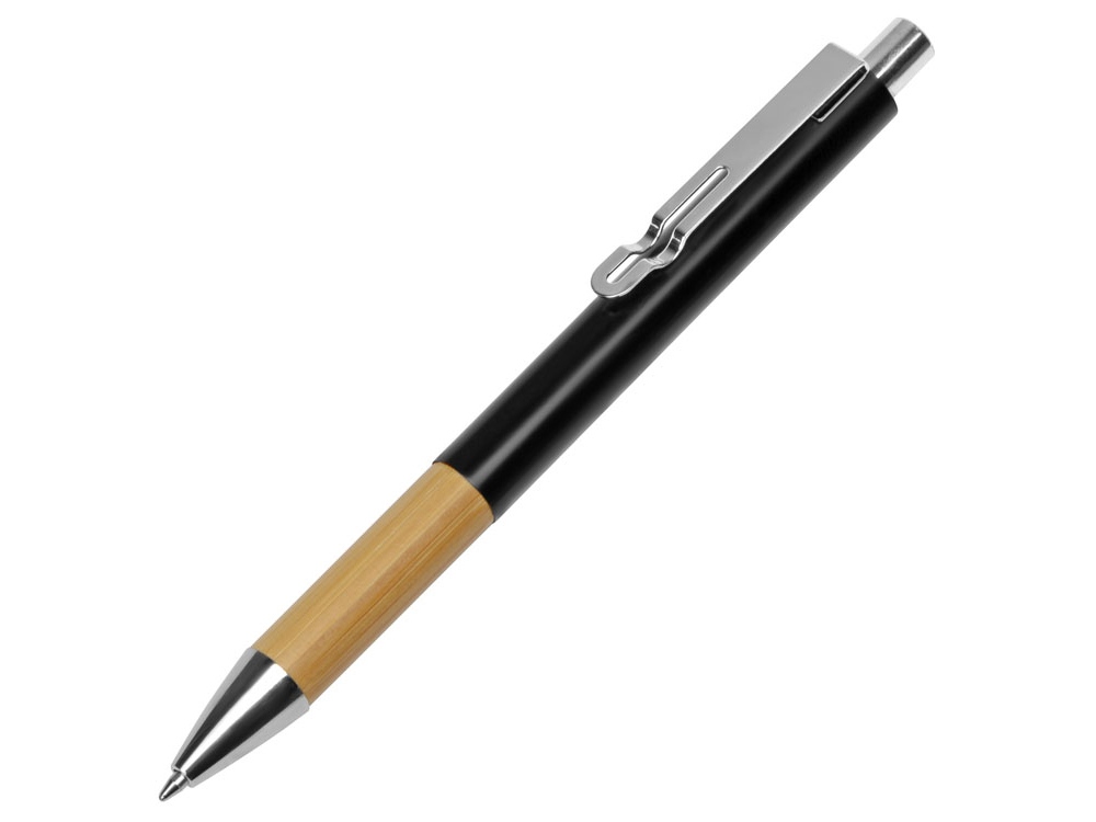 Ручка металлическая шариковая Sleek, черный/бамбук - купить оптом