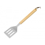 Лопатка для барбекю с деревянной ручкой BBQ, серебристый/натуральный