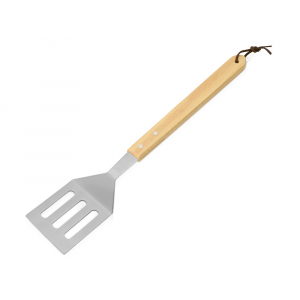 Лопатка для барбекю с деревянной ручкой BBQ, серебристый/натуральный - купить оптом