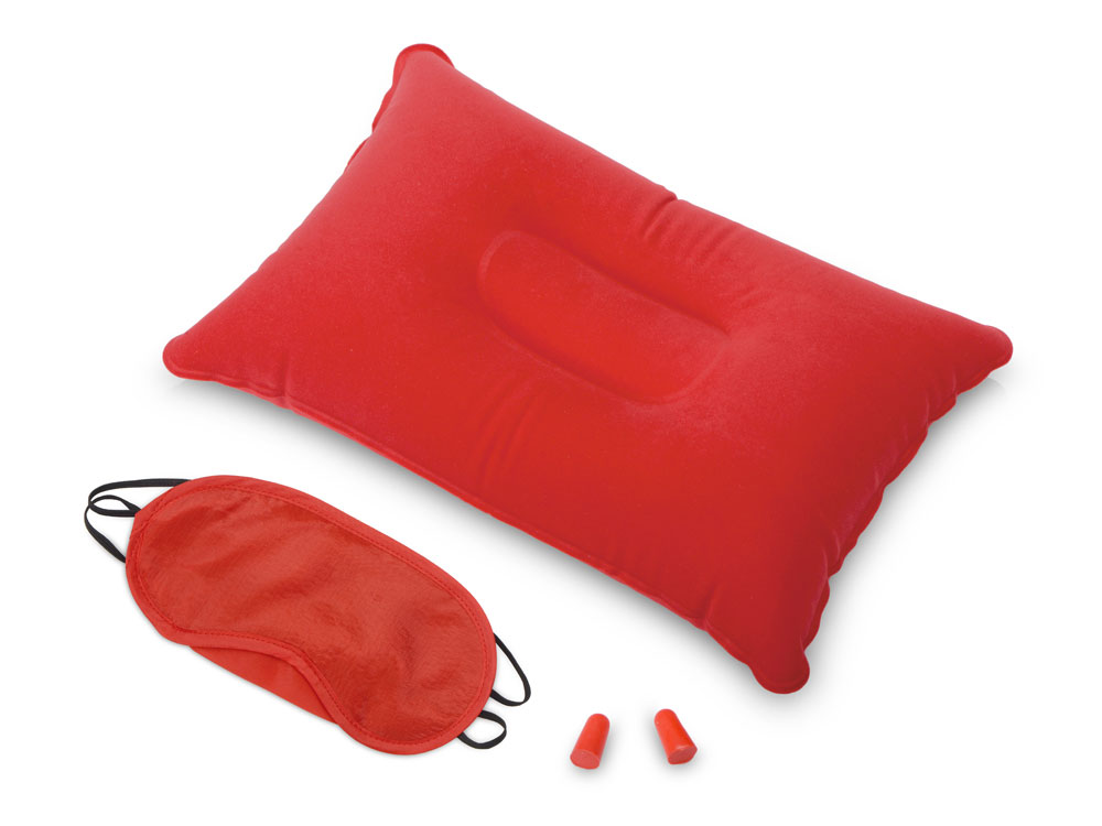 Набор для путешествия с прямоугольной подушкой Cloud, красный - купить оптом
