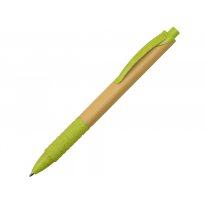 Ручка из бамбука и переработанной пшеницы шариковая Nara, бамбук/зеленый - купить оптом