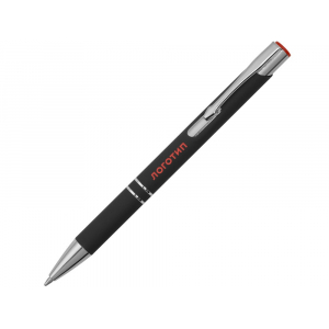 Ручка металлическая шариковая Legend Mirror Gum софт-тач с цветным слоем, черный / красный - купить оптом