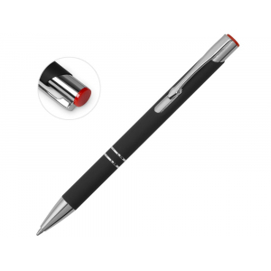 Ручка металлическая шариковая Legend Mirror Gum софт-тач с цветным слоем, черный / красный - купить оптом