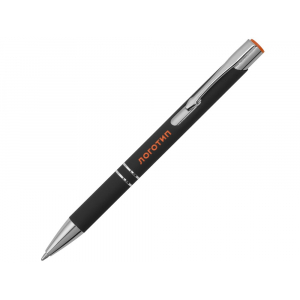 Ручка металлическая шариковая Legend Mirror Gum софт-тач с цветным слоем, черный / оранжевый - купить оптом