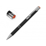 Ручка металлическая шариковая Legend Mirror Gum софт-тач с цветным слоем, черный / оранжевый, фото 1