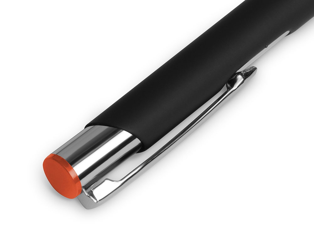 Ручка металлическая шариковая Legend Mirror Gum софт-тач с цветным слоем, черный / оранжевый - купить оптом