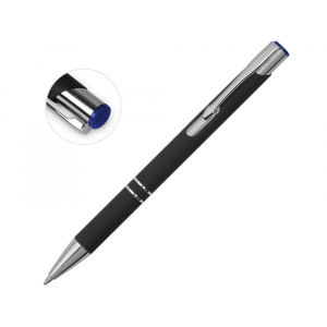 Ручка металлическая шариковая Legend Mirror Gum софт-тач с цветным слоем, черный / синий - купить оптом