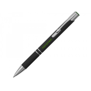 Ручка металлическая шариковая Legend Mirror Gum софт-тач с цветным слоем, черный / зеленый - купить оптом
