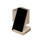 Настольный органайзер Cubic из пшеничного волокна с функцией беспроводной зарядки и выходами USB, натуральный, фото 3