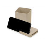 Настольный органайзер Cubic из пшеничного волокна с функцией беспроводной зарядки и выходами USB, натуральный, фото 4