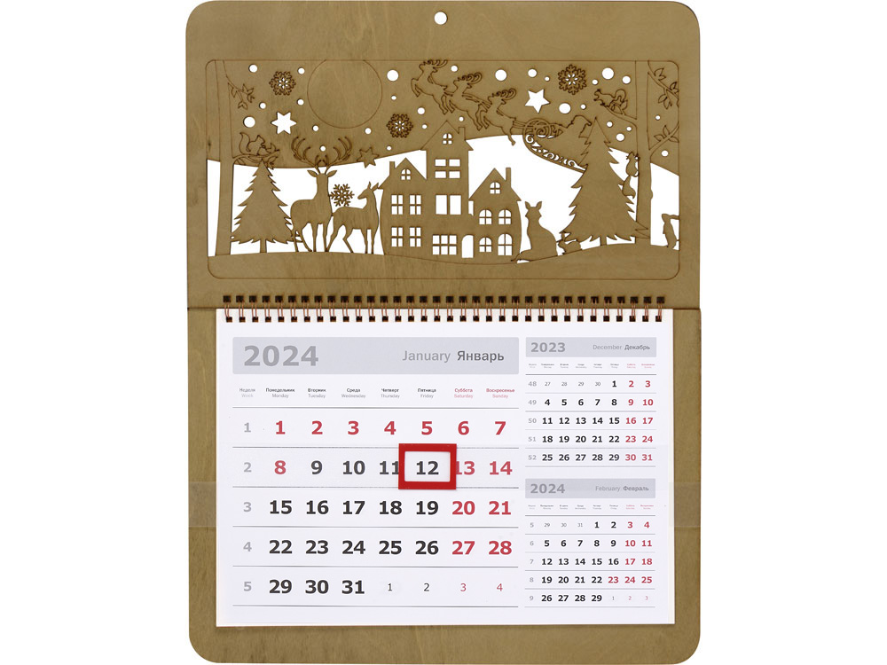 Новогодний календарь на 2024 год, натуральный - купить оптом