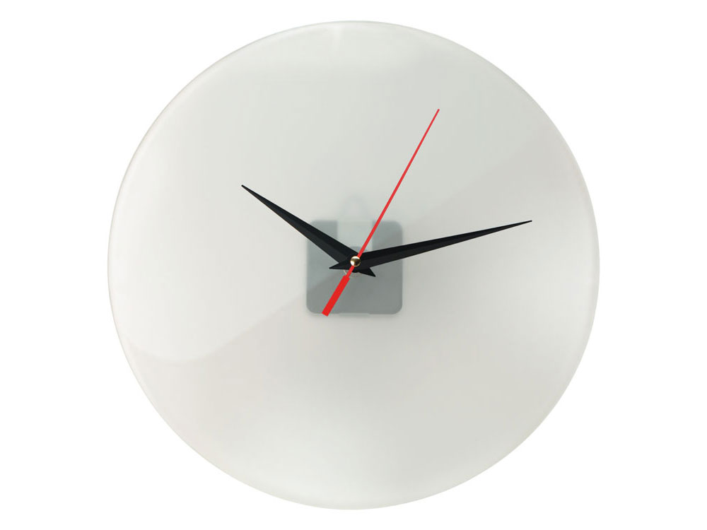 Часы настенные круглые из стекла 28 см Thames, прозрачный матовый/черный/красный - купить оптом