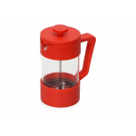 Подарочный набор с кофе, кружкой и френч-прессом Бодрое утро, красный, френч-пресс- прозрачный/красный, стеклянный стакан- прозрачный/красный, упаковка кофе- крафт, бумажный наполнитель- серый, фото 2