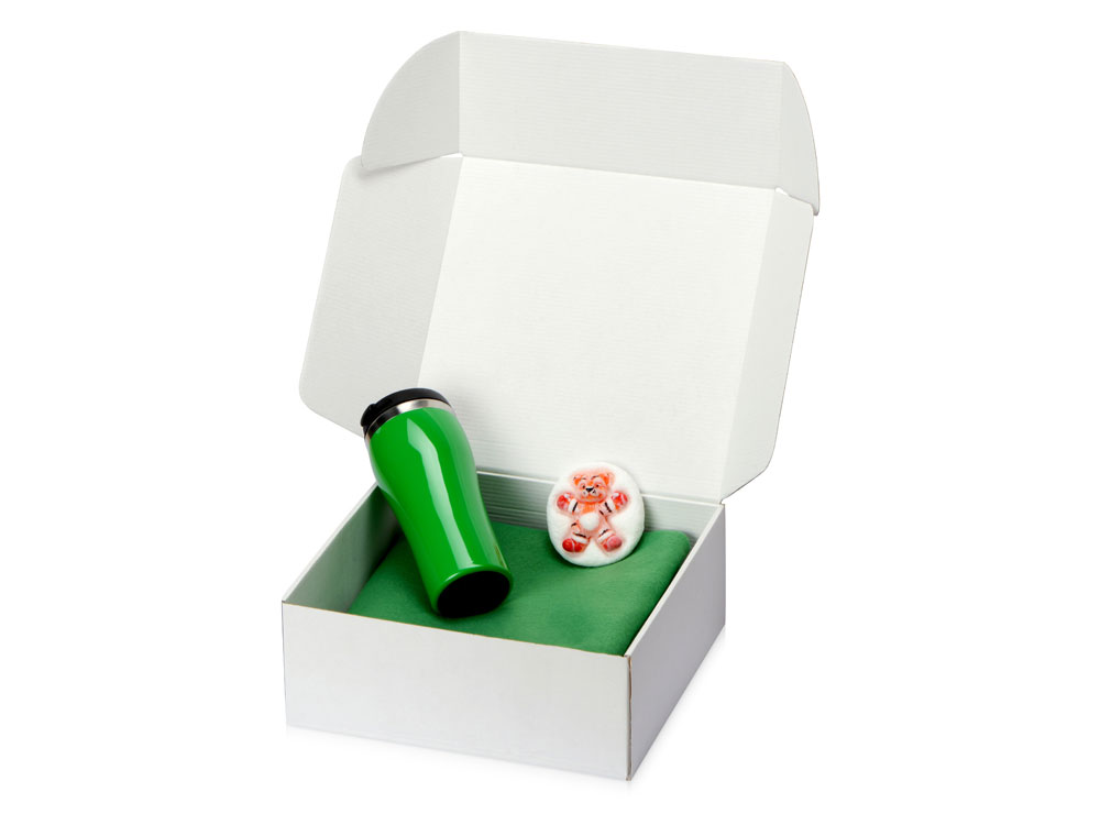 Подарочный набор Мери Да Винчи с термокружкой, мылом, пледом, зеленый - купить оптом