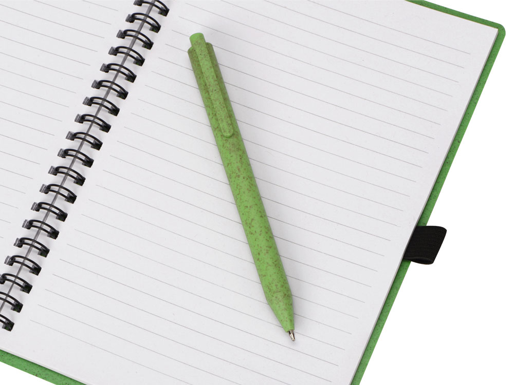 Блокнот А5 Toledo M, зеленый + ручка шариковая Pianta из пшеничной соломы, зеленый - купить оптом