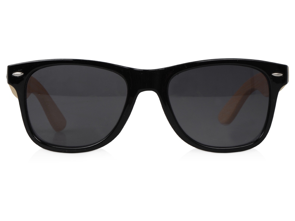 Солнцезащитные очки Rockwood с бамбуковыми дужками в сером футляре, черный - купить оптом