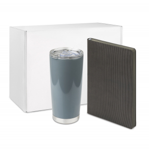 Подарочный набор в малой универсальной коробке, серый (термокружка, ежедневник) - купить оптом