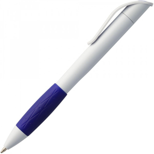 Ручка шариковая Grip, белая (молочная) с синим - купить оптом