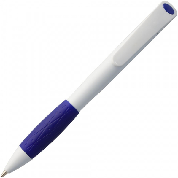 Ручка шариковая Grip, белая (молочная) с синим - купить оптом