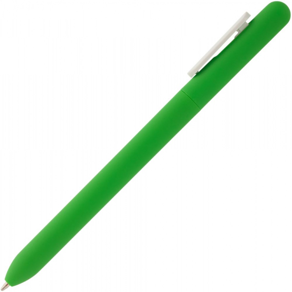 Ручка шариковая Swiper Soft Touch, зеленая с белым - купить оптом