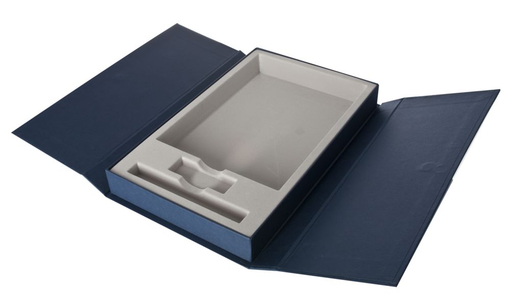 Коробка Three Part с ложементом под ежедневник, флешку и ручку, синяя - купить оптом