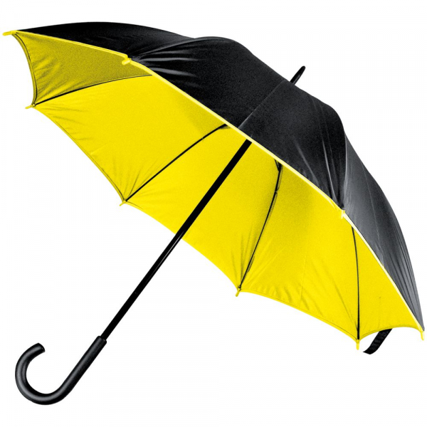 Зонт-трость Downtown, черный с желтым - купить оптом