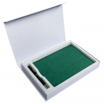 Коробка Silk с ложементом под ежедневник 15х21 см и ручку, серебристая, фото 2
