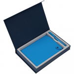 Коробка Silk с ложементом под ежедневник 15х21 и ручку, синяя, фото 2
