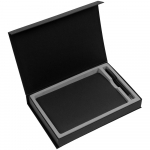 Коробка Silk с ложементом под ежедневник 15х21 см и ручку, черная, фото 2