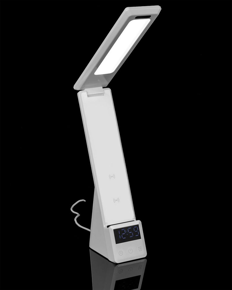 Лампа с беспроводной зарядкой смартфона и часов Powerack, белая - купить оптом