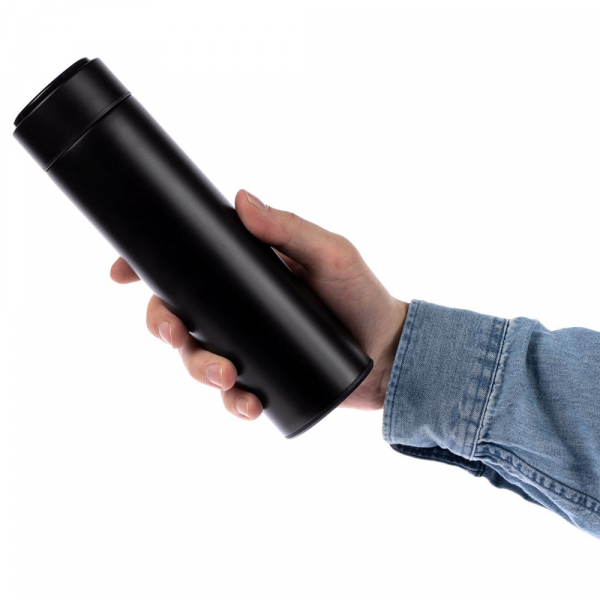 Смарт-бутылка с заменяемой батарейкой Long Therm, черная - купить оптом