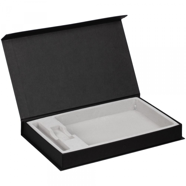 Коробка Horizon Magnet с ложементом под ежедневник, флешку и ручку, черная - купить оптом