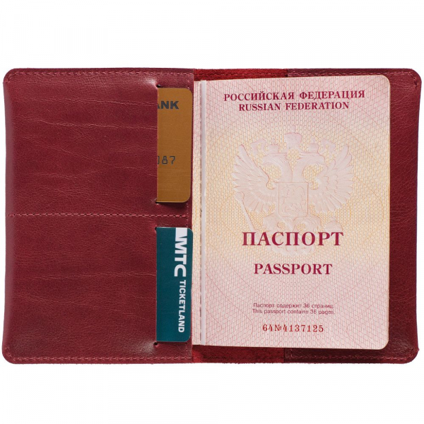 Обложка для паспорта Apache, ver.2, темно-красная - купить оптом